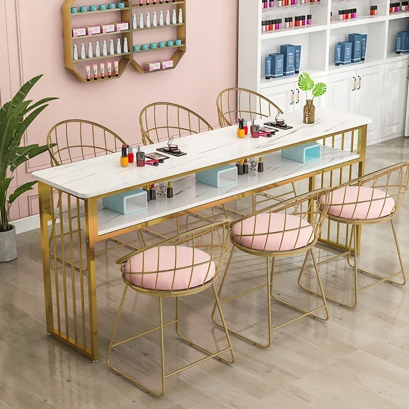 

Women Manicure Nail Table Beauty Reception Modern Professional Nail Table Makeup Mesa De Manicura Profesional Salon Furniture