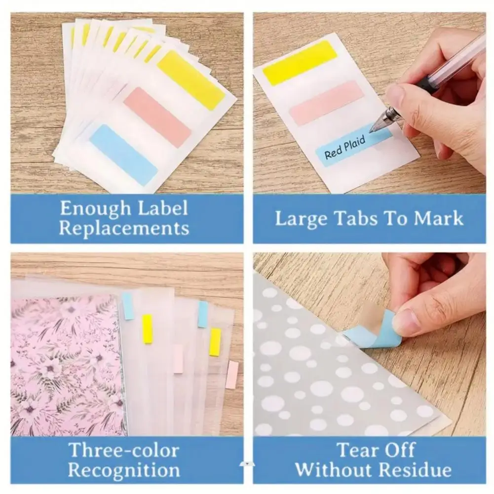 Envelope File Folder Scrapbook Paper Organizer with Sticky Index Tabs Waterproof Transparent Document Pocket File Storage Bag