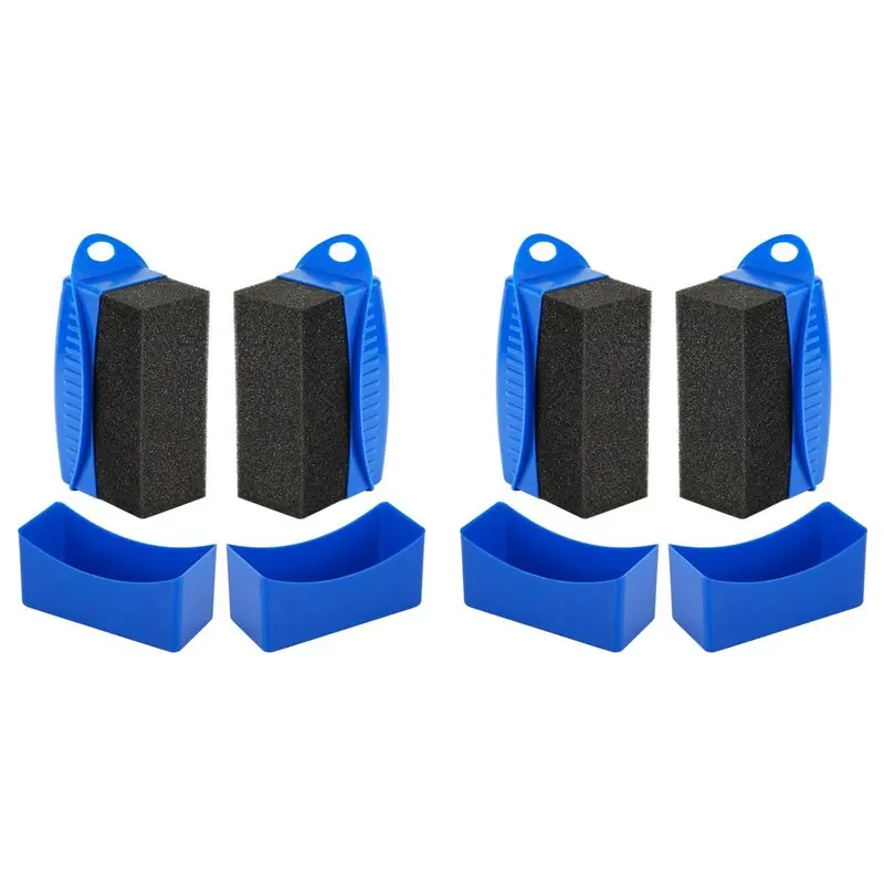 

ABBN-4X Tire Shine Applicator, Tire Dressing Applicator Pad, Tire Sponge Applicator Curved Tire Detail Sponge With Handle A