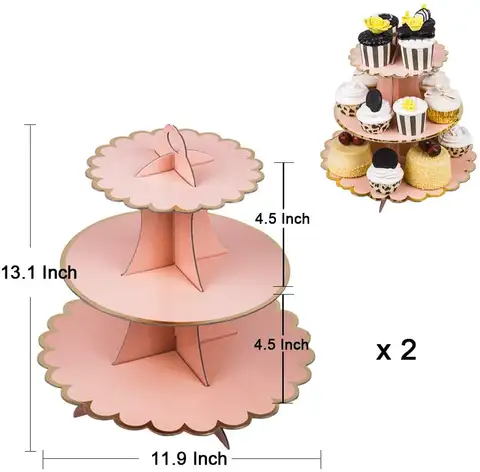 3-Tier Cupcake Stand Round Rainbow Cake Stand Holder Tiered for Dessert Table Displays Birthday Theme Party Favors Decoration