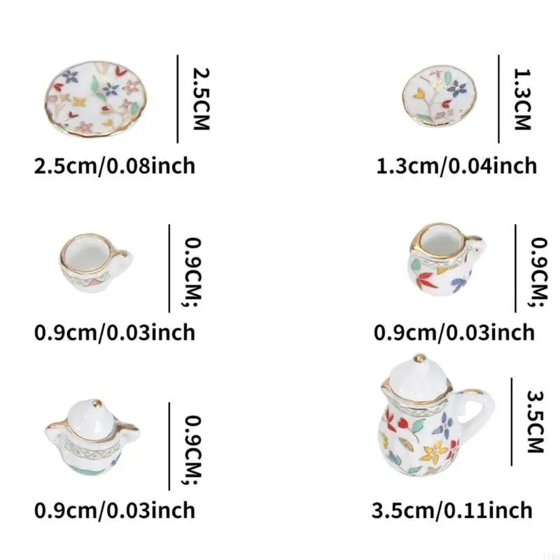 1:12 Scale Miniatures Dollhouses Porcelain Teacup Set Porcelain Dollhouses Accessories accessories for Doll Toy Supplies L8RB