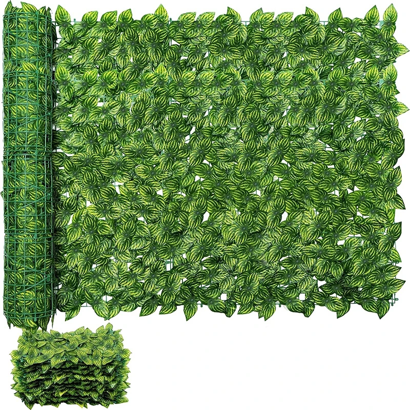 Plastic Artificial Ivy Hedge Green Leaf Fence Panels Faux Privacy Fence Screen For Home Outdoor Garden Balcony Decoration 0.5X1m