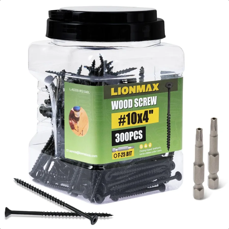 

Deck Screws 4 Inch Wood Screws 10 x 4 300 PCS Rust Resistant Exterior Epoxy Coated Outdoor Decking Screws Torx Star Drive Head