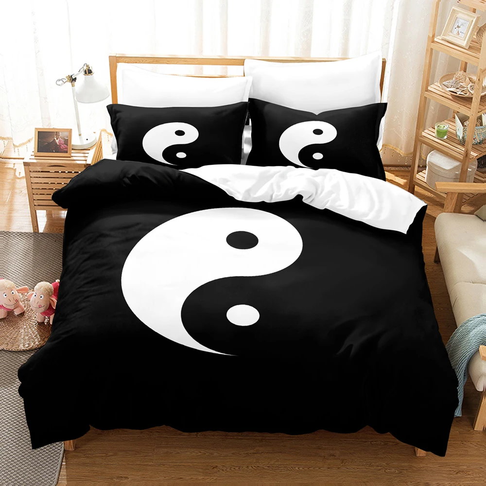 I Ching Eight Trigrams Yin Yang Bedding Set 3PCS Tai Chi Duvet Cover Pillowcase Ancient Chinese Eight Trigrams Yin Yang Bedding
