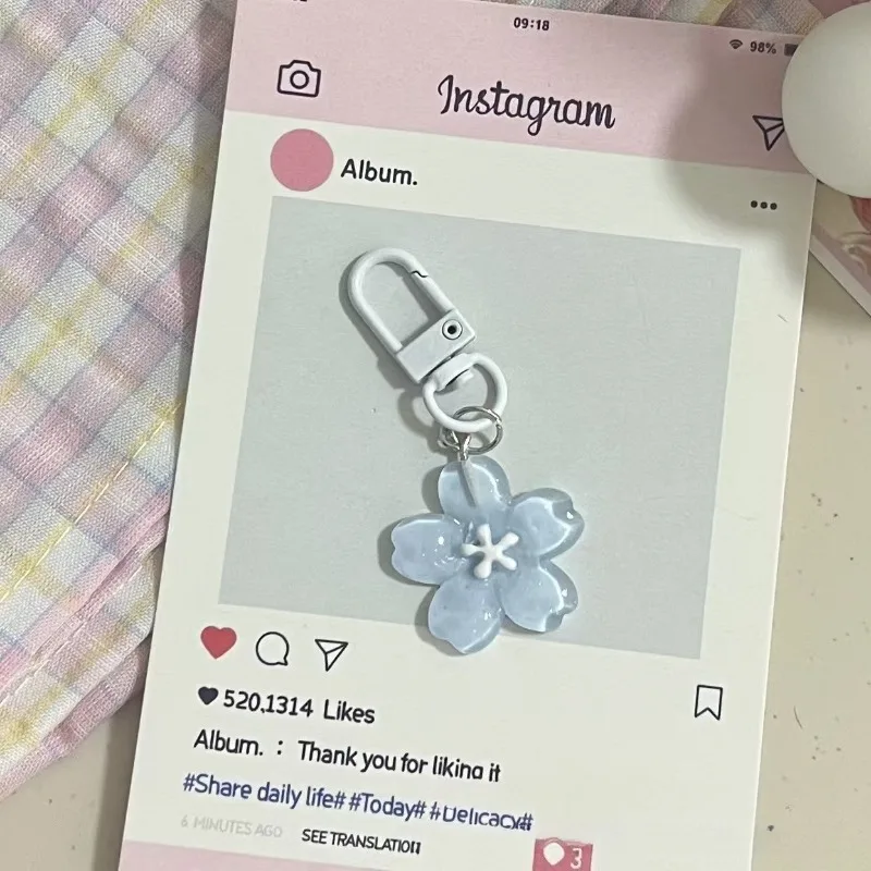 Lovely Jelly Color Sakura Keychain Creative Flower Pendant Cute Backpack Hanging Ornament Perfect Couple Gift