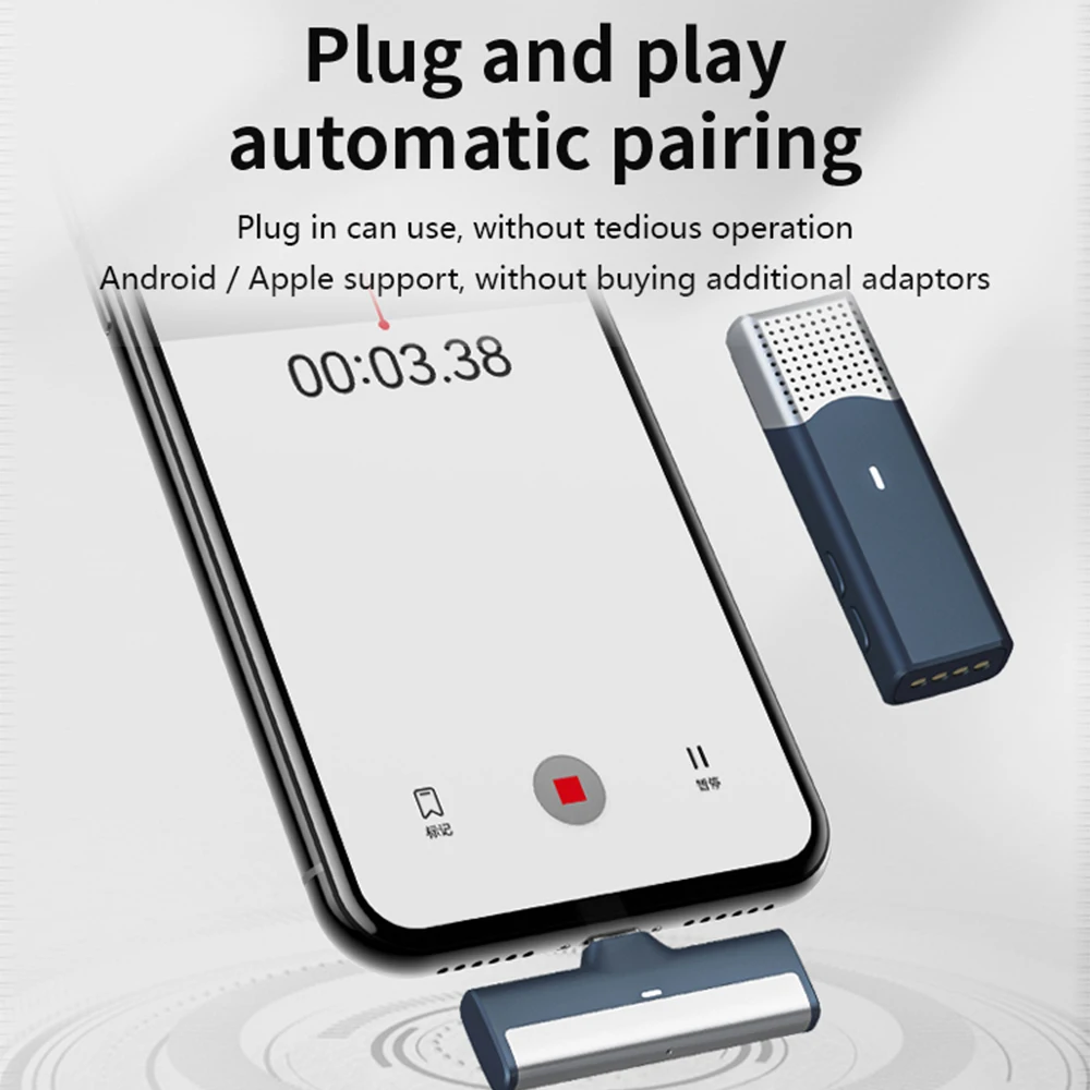 Lewinner – Mini Microphone Lavalier sans fil, Portable, professionnel, réduction de bruit, pour iPhone, avec boîte de chargement