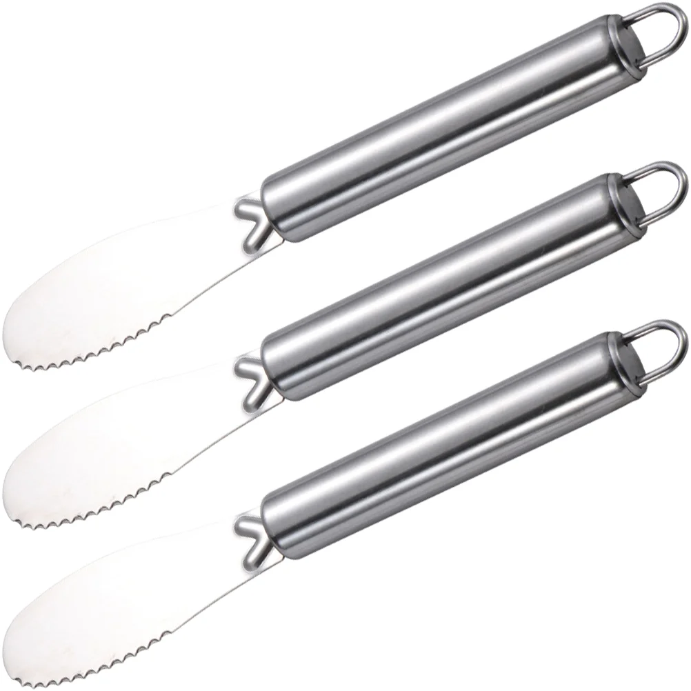 3 Pcs Stainless Steel Butter Knife Peanut Spatula Christmas Cheese Spreaders Tamales Spreading Tools Curler Handles