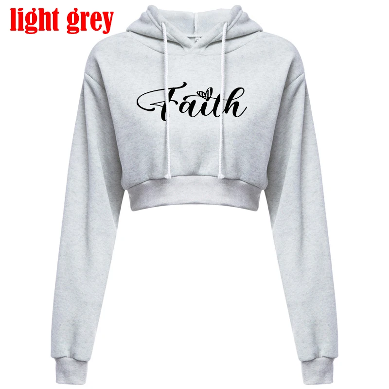 Mode Glaube gedruckt Langarm Sweatshirt Frauen Kapuze Herbst und Winter sexy kurze Hoodies/Pullover