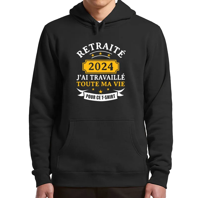 

Retire 2024 Hoodies French Retired Dad Retirement Gift Hooded Sweatshirt Soft Unisex Casual Retro Pullover For Men Women