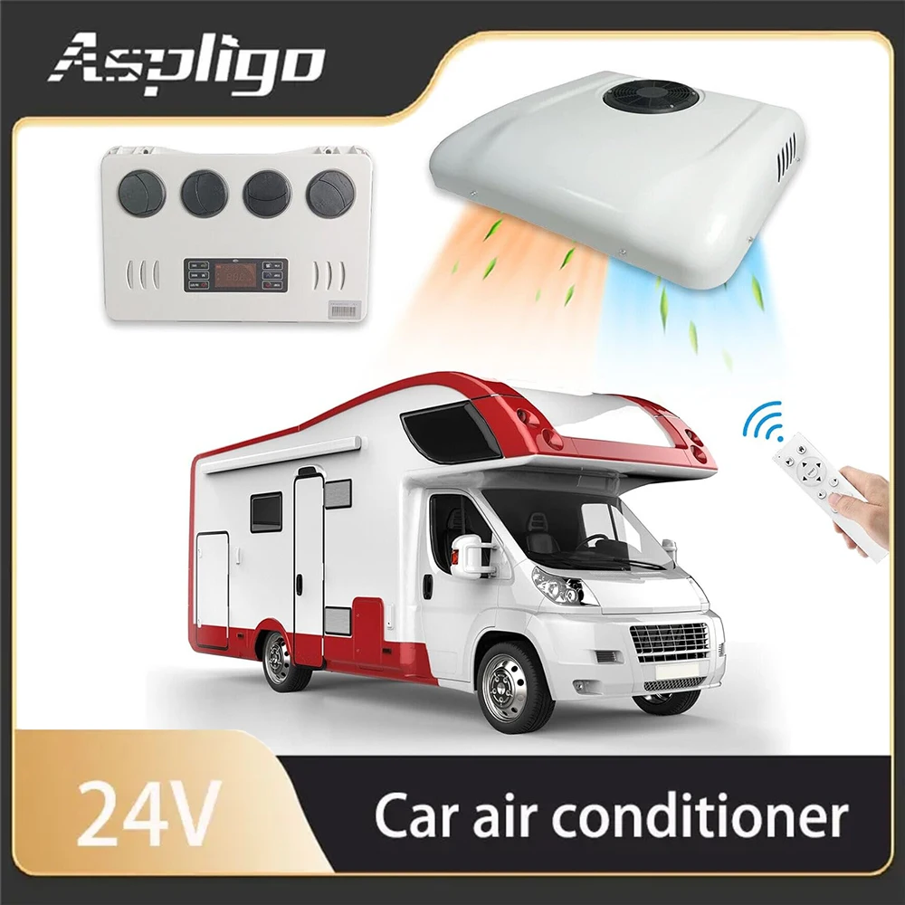 

Aspligo RV Electric Roof Air Conditioner 24V Low Noise Heat and Cold Air Conditioning for Truck Motorhome Caravan Camper Boat