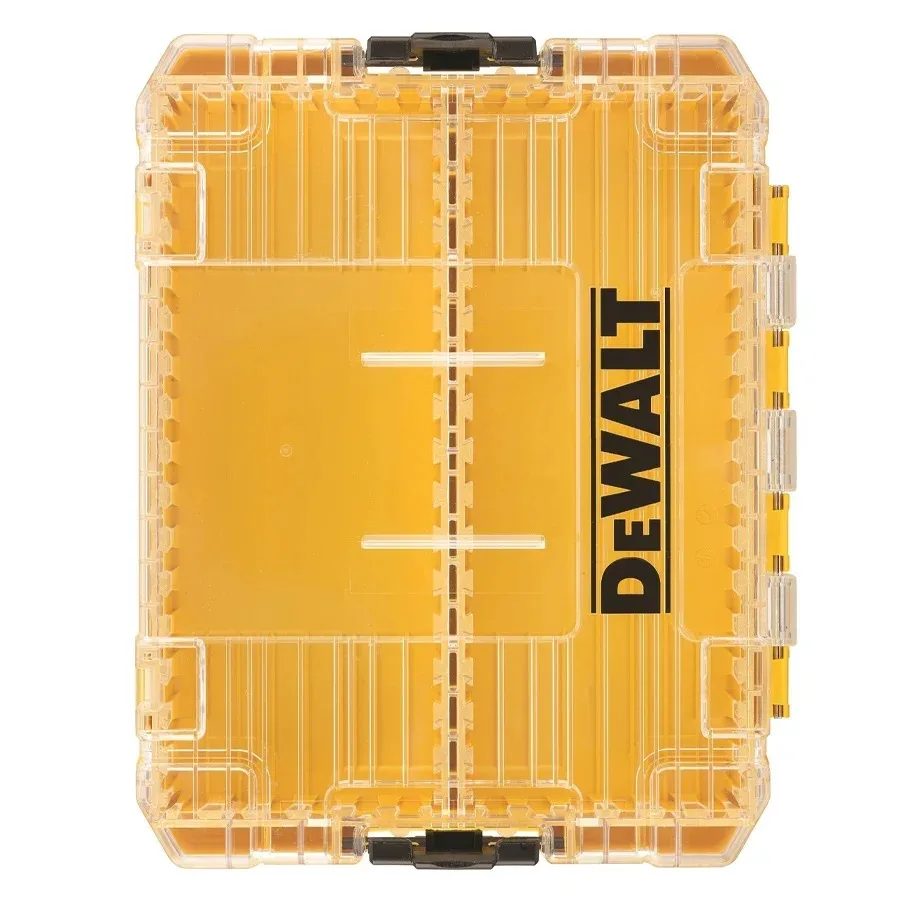 DEWALT DT70803 Grande caixa de ferramentas de armazenamento com divisórias removíveis Organizador de peças pequenas Caixa empilhável transparente DT70803-QZ