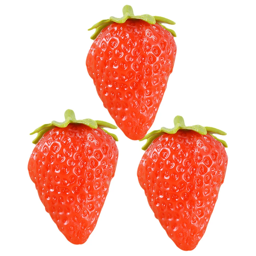 

3pcs Artificial Strawberry Fake Fruits Ornaments For Home Decor Photography Food Display Lifelike Red Fruit Decor