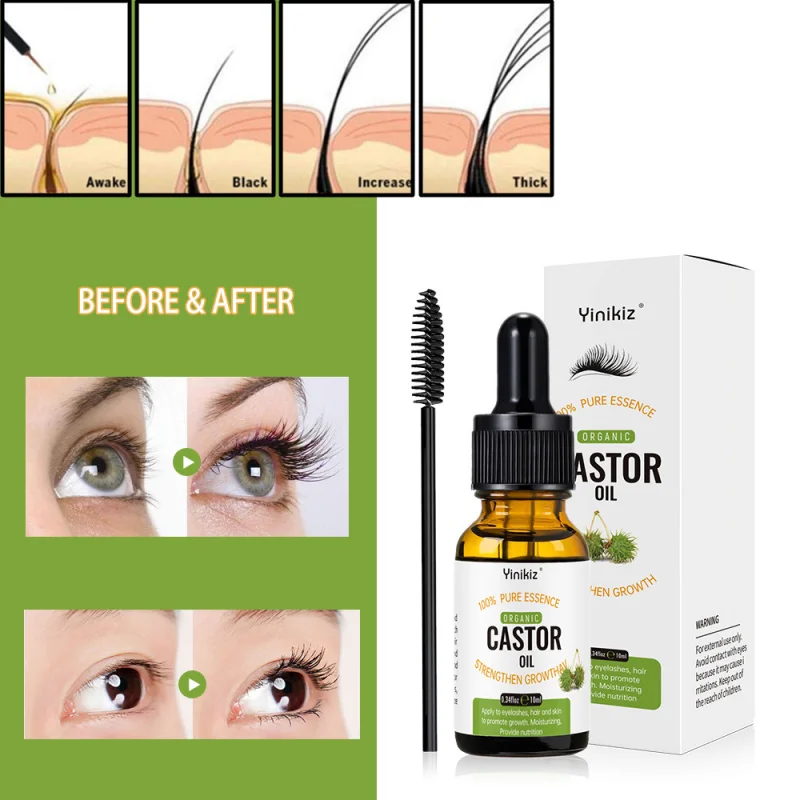 YinikizCastor Oil castor oil Eyebrow Mascara Hair Care Essential Oil Gentle Moisturizing10ml