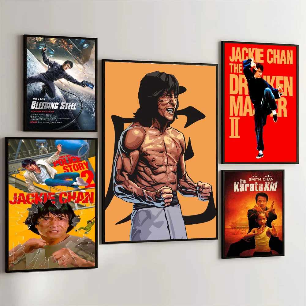 Estrela jackie chan auto-adesivo arte cartaz retro papel kraft adesivo diy sala bar café adesivos pintura de parede