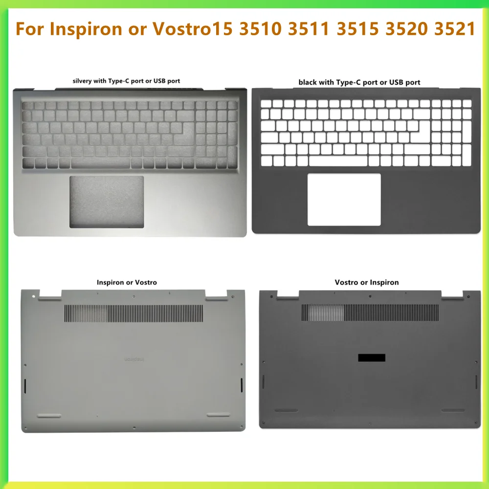 

New Laptop Top Case Palmrest Upper Housing Bottom Cover Case For Dell Inspiron or Vostro Dell 15 3510 3511 3515 3520 3521 shell