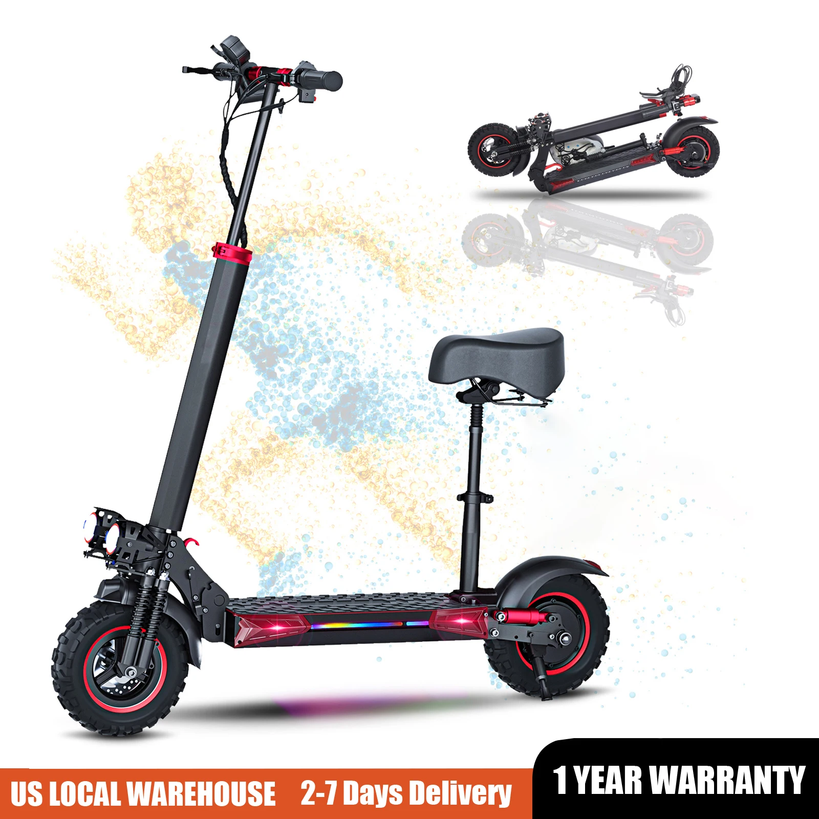 

Электросамокат FREEBOY 1200W с отсоединяемым сиденьем для взрослых, скорость до 32 миль/ч, двойная тормозная система и подвеска, складной городской электросамокат