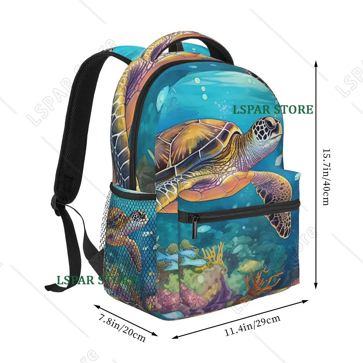 Deep Sea Turtle Underwater World Backpack Student Boys Girls BookBag Kids School Bag Computer Shoulder Bags for Men Women