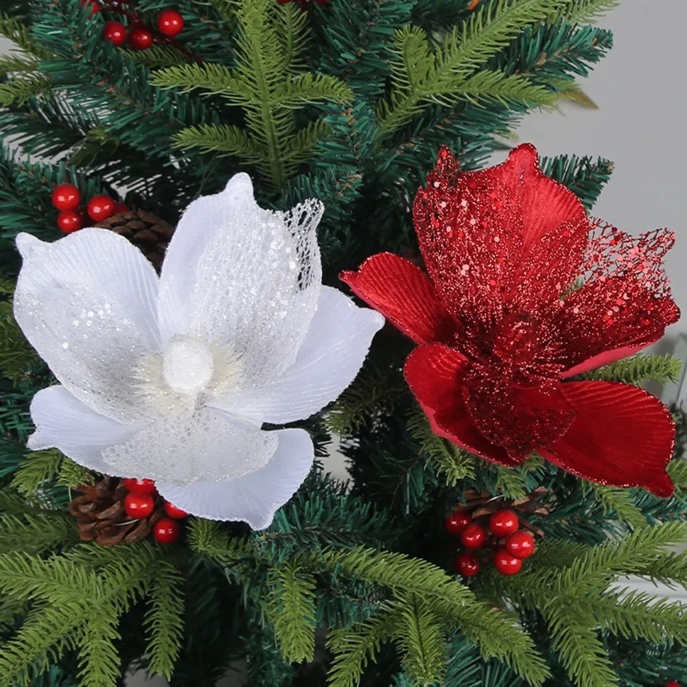 3 uds flores artificiales de Navidad adornos de árbol de Navidad adornos navideños para el hogar decoración de Año Nuevo regalos de Navidad