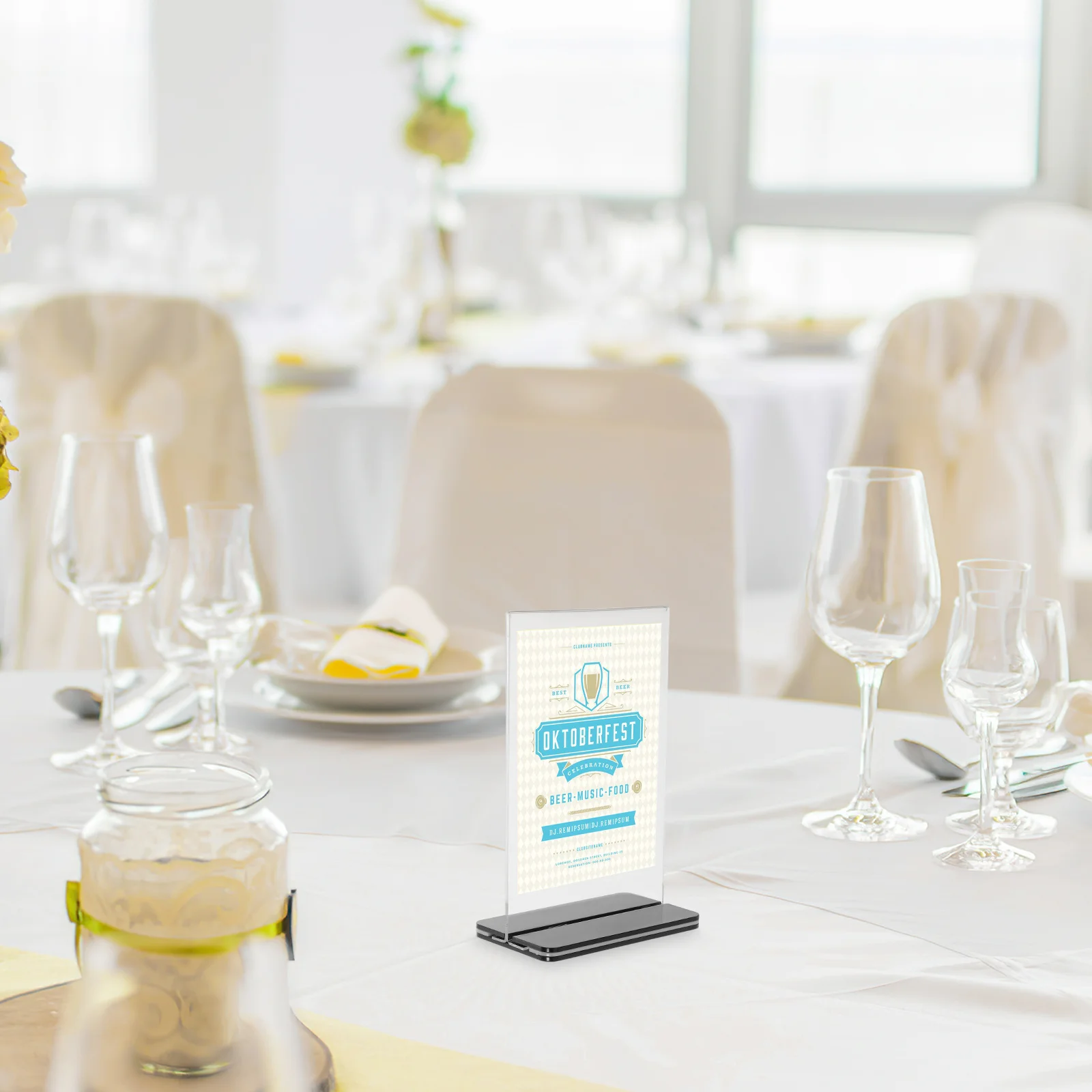 

3Pcs T Shape Acrylic Menu Sign Holder Display Stand Dual Sided Price Tag Holder Clear Acrylic 150x100mm Display Stand for Price