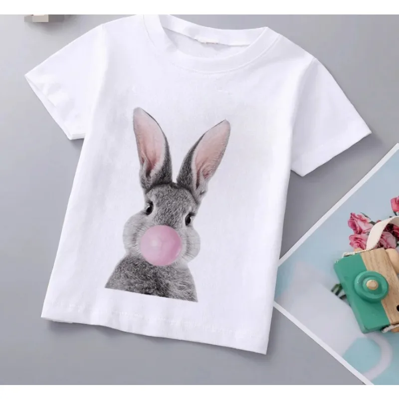 Summer Cute Bubble Gum Animal Cat Pug Bulldog Clothes T-shirts Kid Girl Boy Short Sleeve Tops Kids T-shirts Boys Clothes