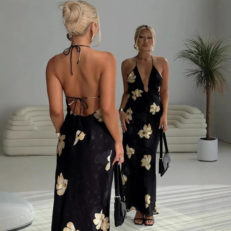 

Princ Polly Летнее утягивающее платье с высокой талией Bla Gold Print ter Dr Хлопковое длинное платье трапециевидной формы женское платье больших размеров