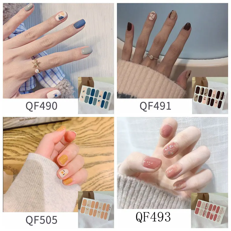 14 teile/schachtel neue Leoparden muster Nail Art Aufkleber Glas lila Internet Promi volle Aufkleber kleine frische nackte Farbe Nägel