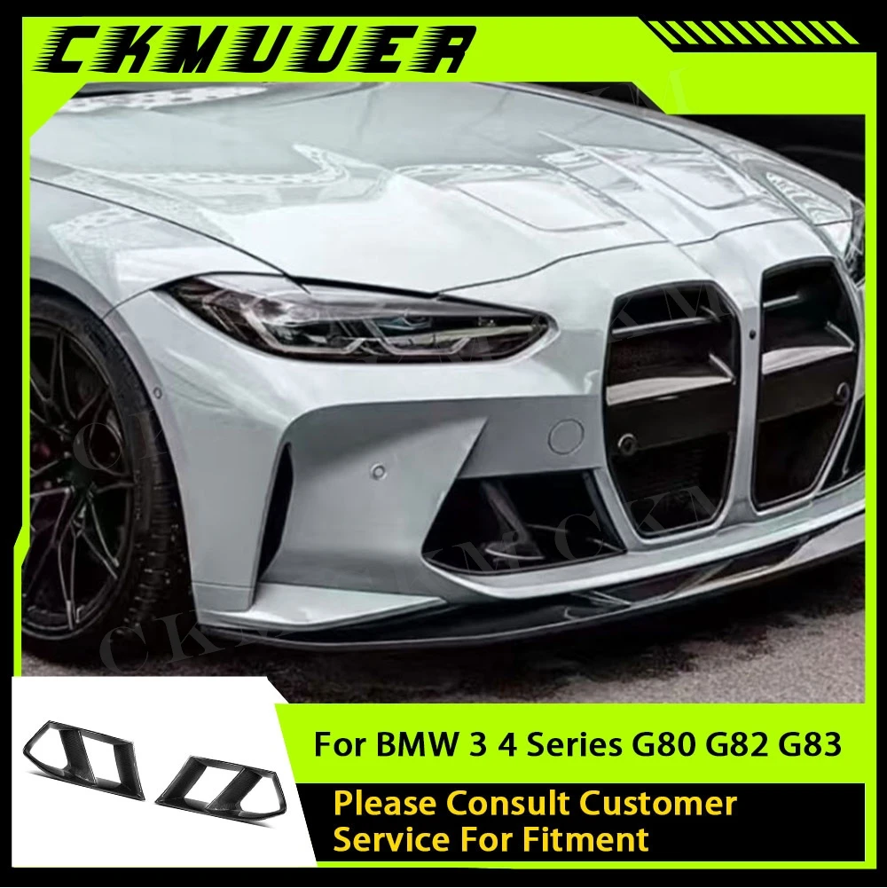 

Carbon Fiber Front Bumper Lip Air Vent Cover Trim Canards Auto Accessories for BMW 3 4 Series G80 G82 G83 M3 M4 2021+ M Style