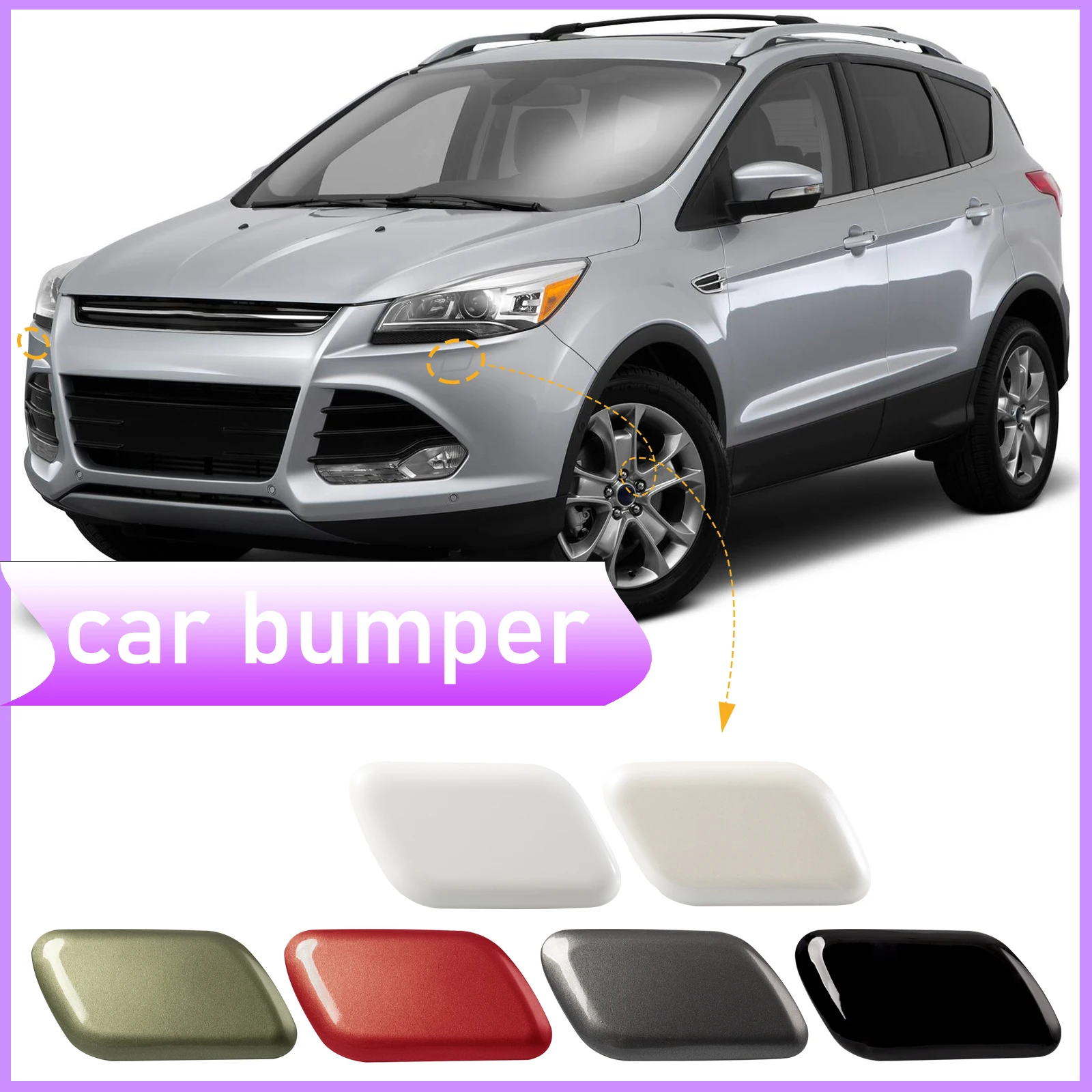 

Front Bumper Headlight Headlamp Washer Jet Spray Nozzle Cover Cap For Ford Escape Kuga 2013-2016 Car Accessories