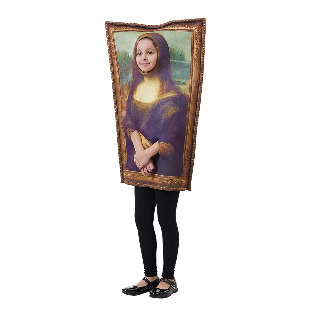 Eraspooky Halloween  Funny Mona Lisa Mural Costume Unisex Sponge Jumpsuit  Portrait Cosplay Outfit Carnival Party Purim