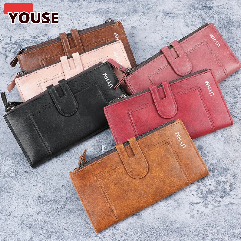 

Женский длинный кошелек, вместительный клатч из искусственной кожи с отделениями для карт, многофункциональная сумка для телефона на молнии, кошелек-бифолд.