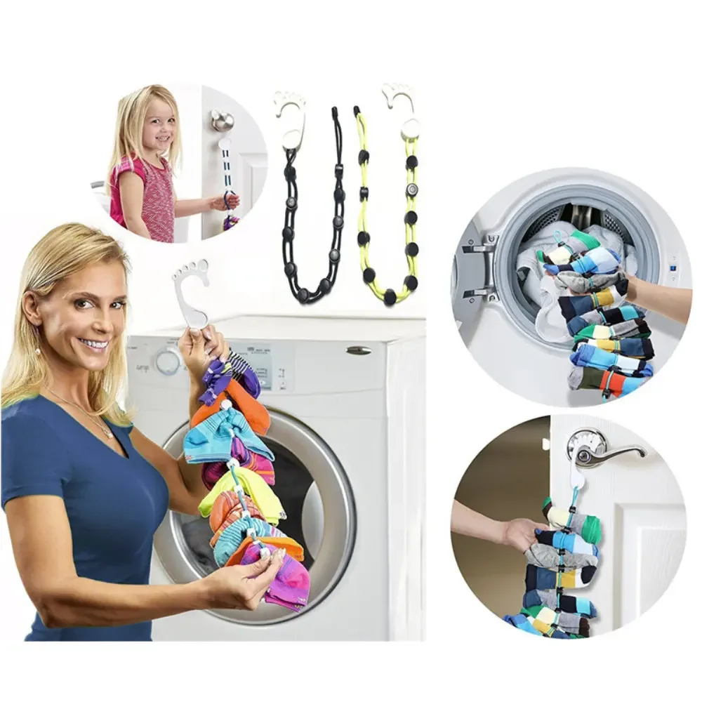 Adjustable Socks Clothesline Laundry Storage Organizer Holder Portable Hanging Non-slip Drying Clothesline Rope Divider Dry Tool
