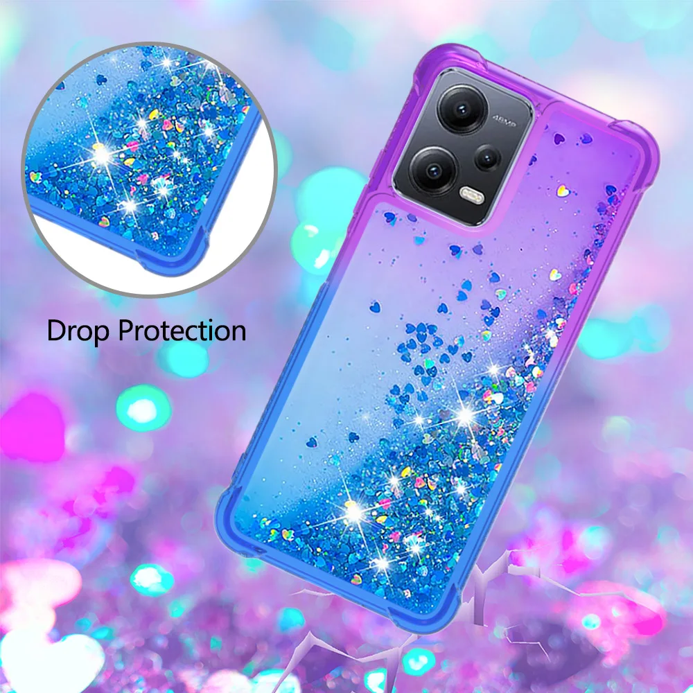 Glitter Phone Case on for Funda Xiaomi Redmi Note 12S 12 Pro Cases Xiomi Bling Shiny Sequin Dynamic Liquid Quicksand Back Cover