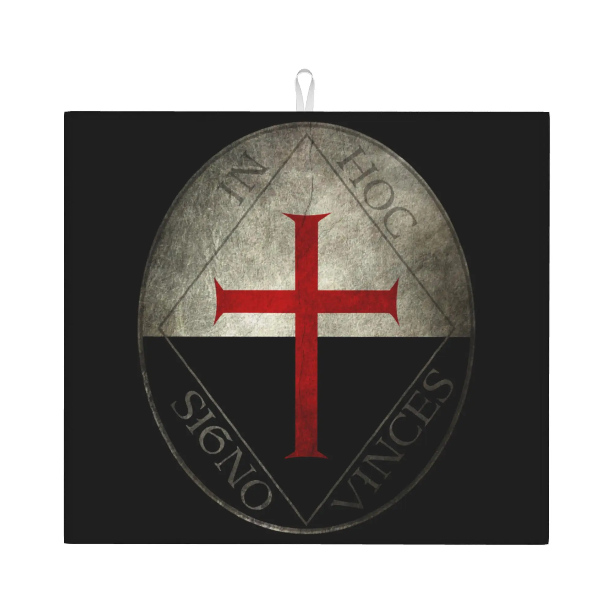 Drying Mat For Kitchen Templar Knight Jerusalem Cross Seal Medieval Warrior Symbol Water Absorbent Kitchen Counter Protector Mat