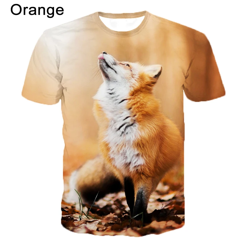 Animal Fox Print T-shirt 3d Printing Loose T-shirt Cute Personalized T-shirt