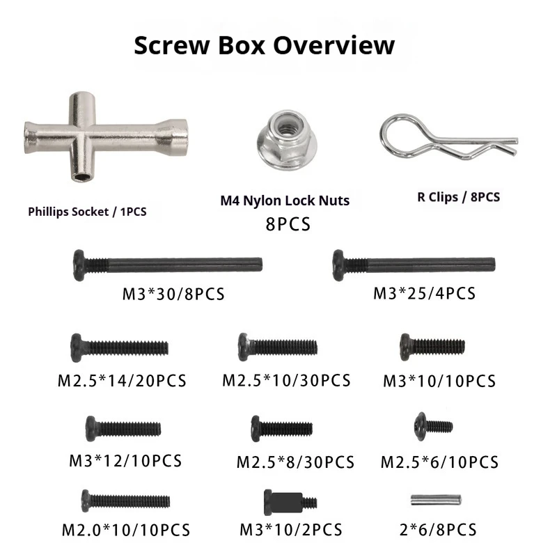 159 قطعة صندوق الأدوات اللولبية مناسب لتعديل وترقية سيارة التحكم عن بعد الأصلية من Speed Yu JJRC 1/16