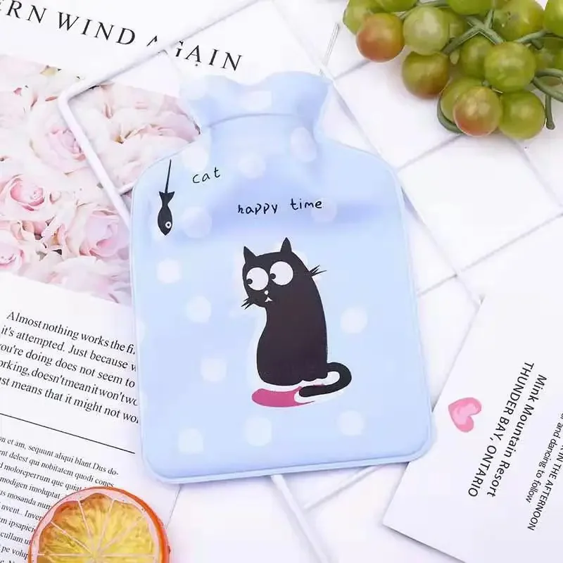 Cute Hot Water Bag Heat Warm Cartoon Hot Water Bottle Water Filling Keeping Coldproof Small Soft Reusable Hand Warmer