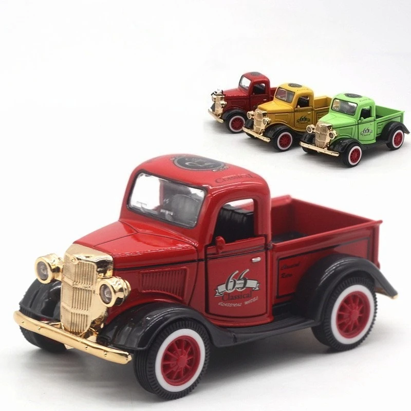 

1:36 Pickup Classic Vintage Car Model Alloy Car Model Sound and Light Door Opening Toy New Children's Gift