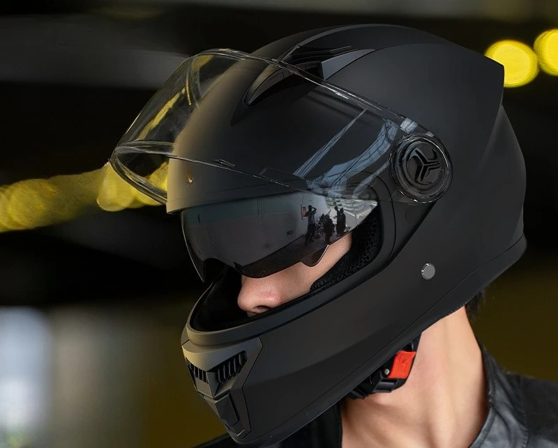 

Electric car helmet men's four-season locomotive full helmet motorcycle women's warm riding double mirror helmet