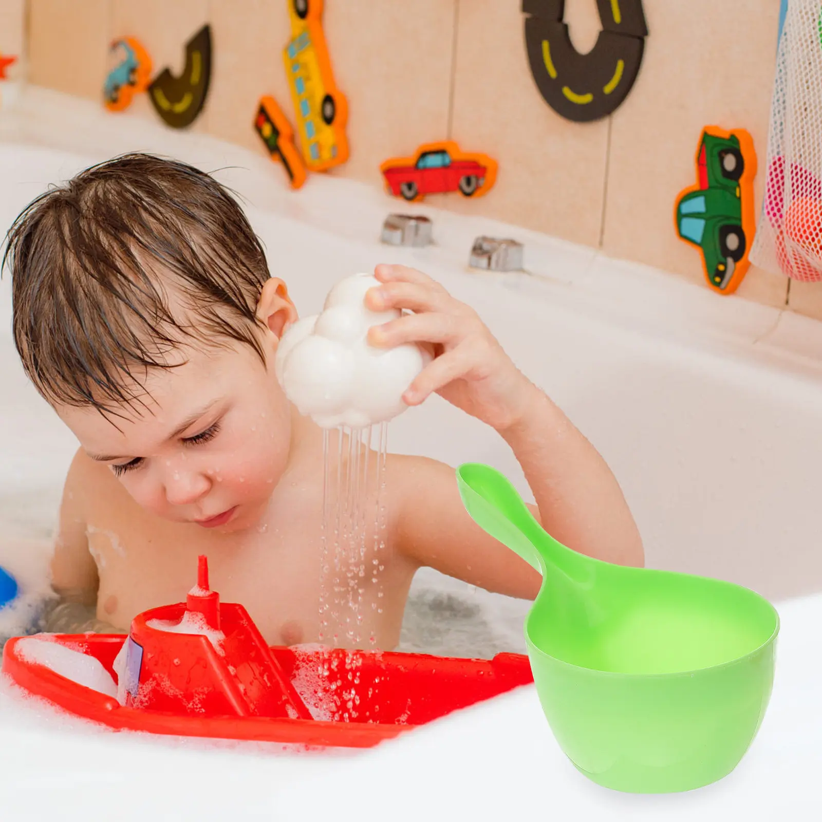 3Pcs Premium Shower Cup for Bathing Shampooing Hair Washing Infant Toddler Lightweight Ergonomic Handle Eco Friendly Non