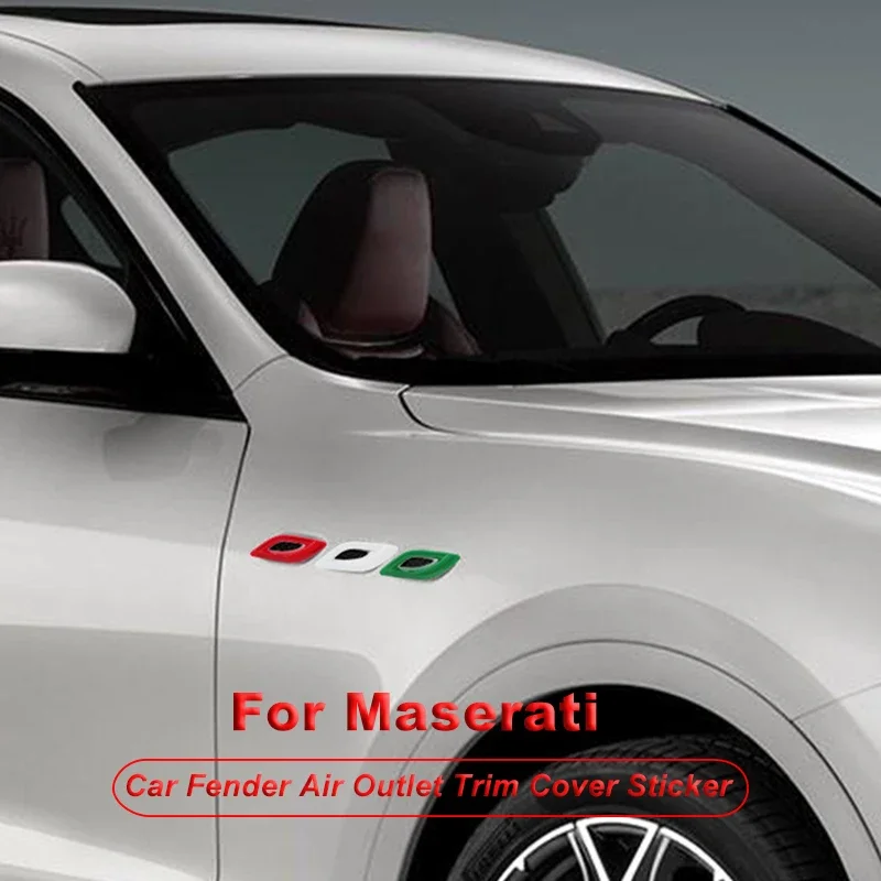 

6pcs Fender Side Air Vent Outlet Cover Trim Decorative Sticker for Maserati Quattroporte Ghibli Levante Car Styling Accessories