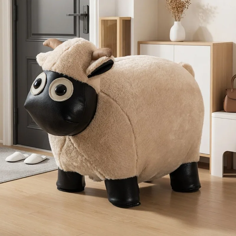 Creative Lamb Stools Wooden Frame Durable Comfortable Stools Cute Cartoon Birthday Present Chairs Living Room Furniture