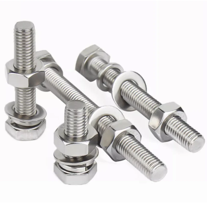 مجموعة براغي سداسية من الفولاذ المقاوم للصدأ ، مجموعة مسامير سداسية طويلة ، غسالات مسطحة ، مكسرات ، M3 ، M4 ، M5 ، M6 ، M8 ، M10 ، M12 ، M14 ، M16