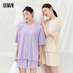 Semir Pajamas Women Summer Casual Loose Short-sleeved T-shirt and Shorts Comfortable Simple Fashion Living Suit