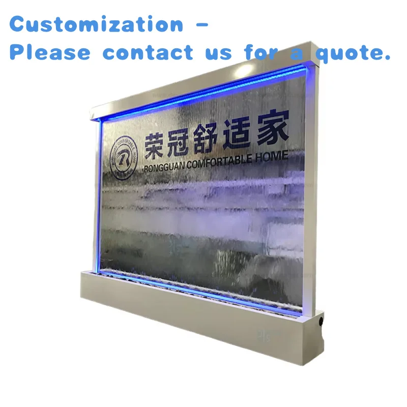 custom.Customized Indoor Waterfall Fountain with Company Contemporary Design Glass Wall Restaurant & Shopping Mal