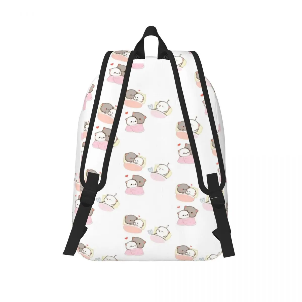 Bedtime Mochi Peach And Goma Backpack for Men Women Fashion High School Work Daypack Cute Cat College Canvas Bags Sports