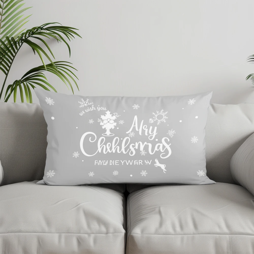 ديكور المنزل Merry Chehlmas ندفة الثلج وسادة غطاء مناسبة ل أريكة غرفة نوم سيارة وسادة غطاء وسادة مستطيلة الظهر وسادة #2