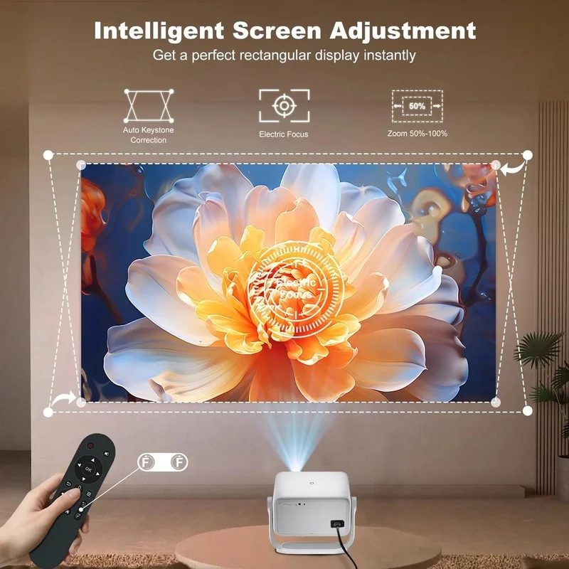 TP350 Projector 650 ANSI 4K HD 1080P Android 13 Auto Focus Wifi6 BT5.2 Portable Outdoor Video Smart Home Theater Proyector