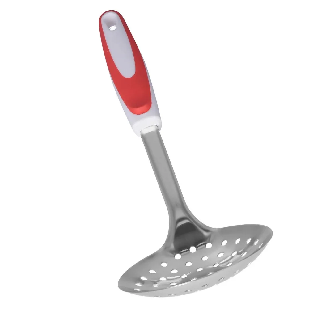 Rustless Steel Strainer Long Handle Dense Hole Hot Pot Skimmer Non-slip High Temperature Resistance Food Scoop Kitchen Use
