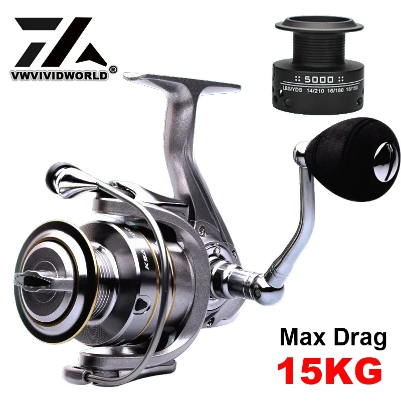 VWVIVIDWORLD,Double Spool,Supper Smoothly,Fishing Reel,Metal Arm,Carp Spinning Reel,Baitcasting Casting Reel