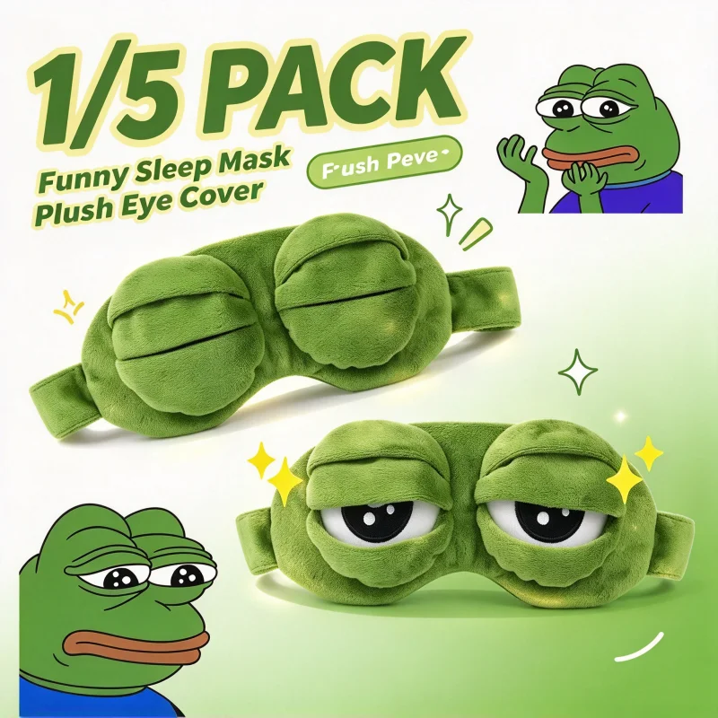 5/1PC 3D Sad Frog Sleep Mask Full Light Blocking Soft Plush Cartoon Eyepatch Portable Travel Office Sleeping Blindfold